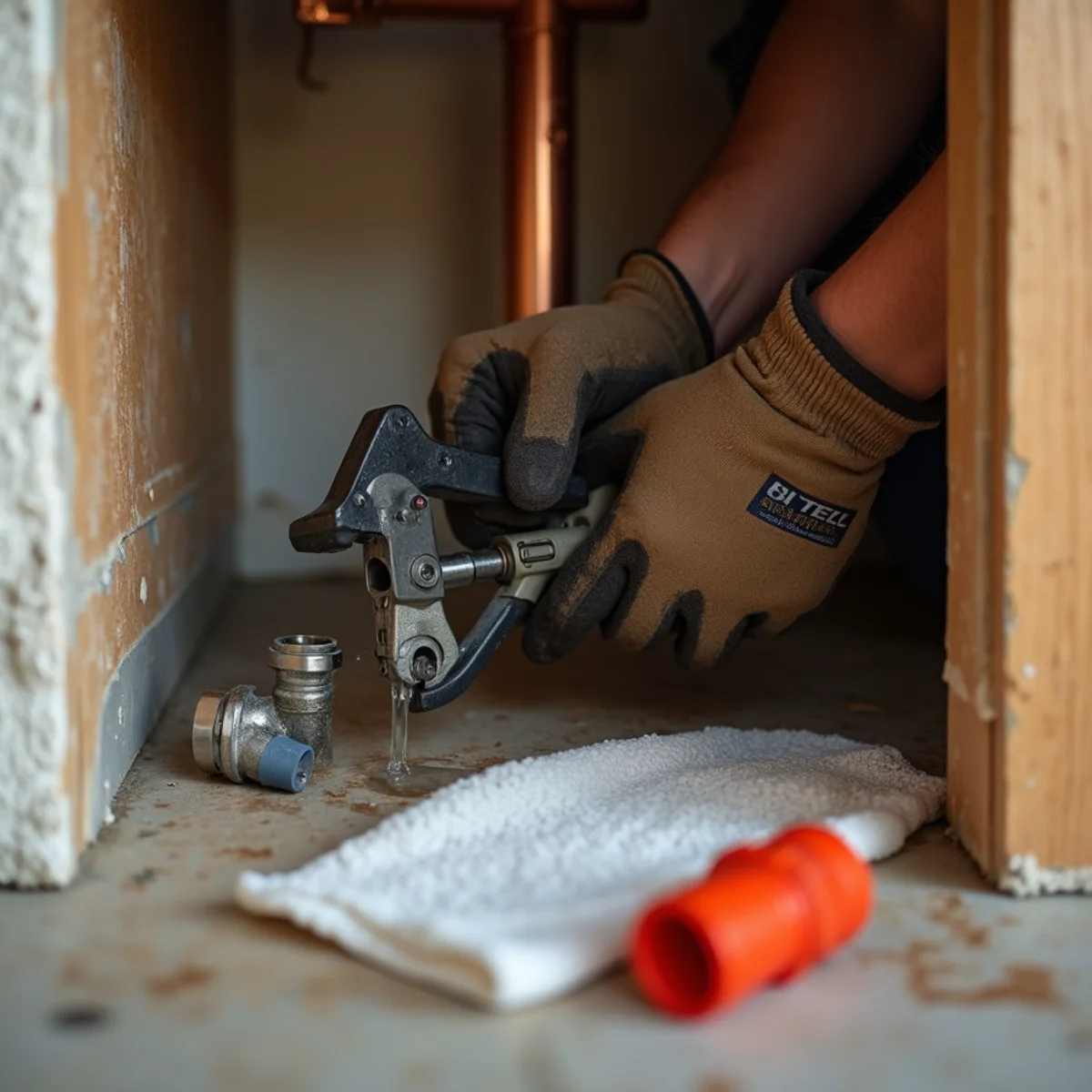 Emergency burst pipe repair in an attic of a Leander TX home during winter freeze