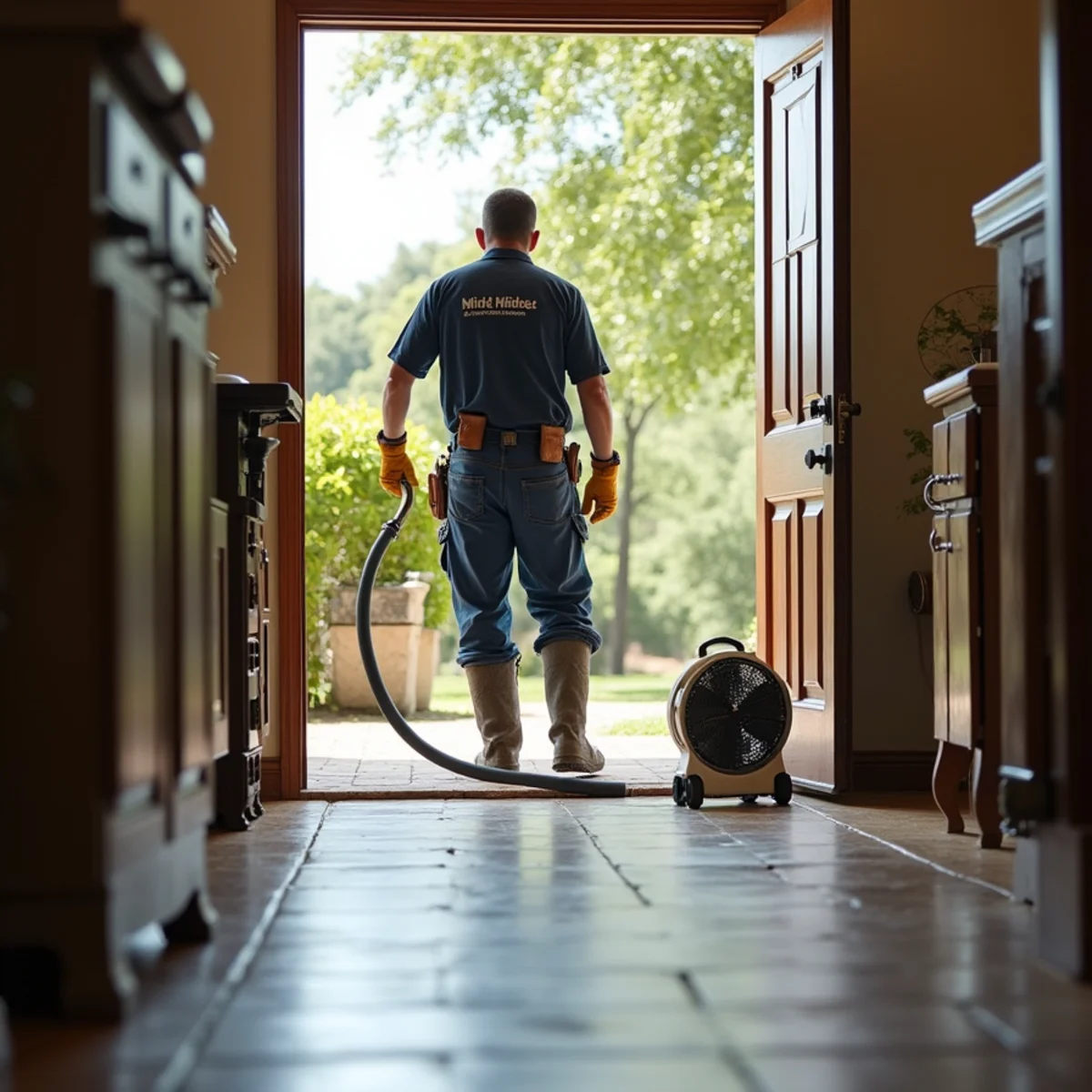 Emergency water extraction after a supply line flood in a Leander TX home