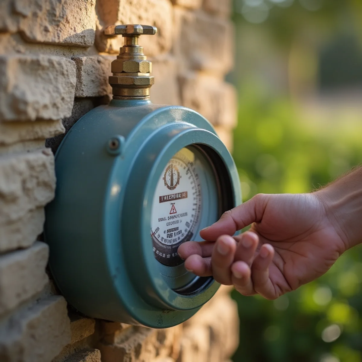Checking a water meter for hidden leaks in a Leander home
