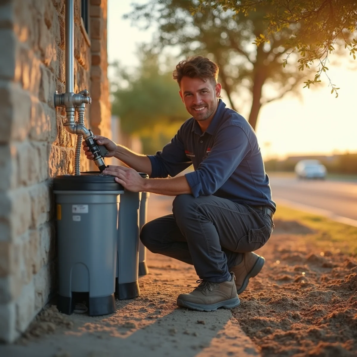 Licensed plumber servicing a home in Manor, TX