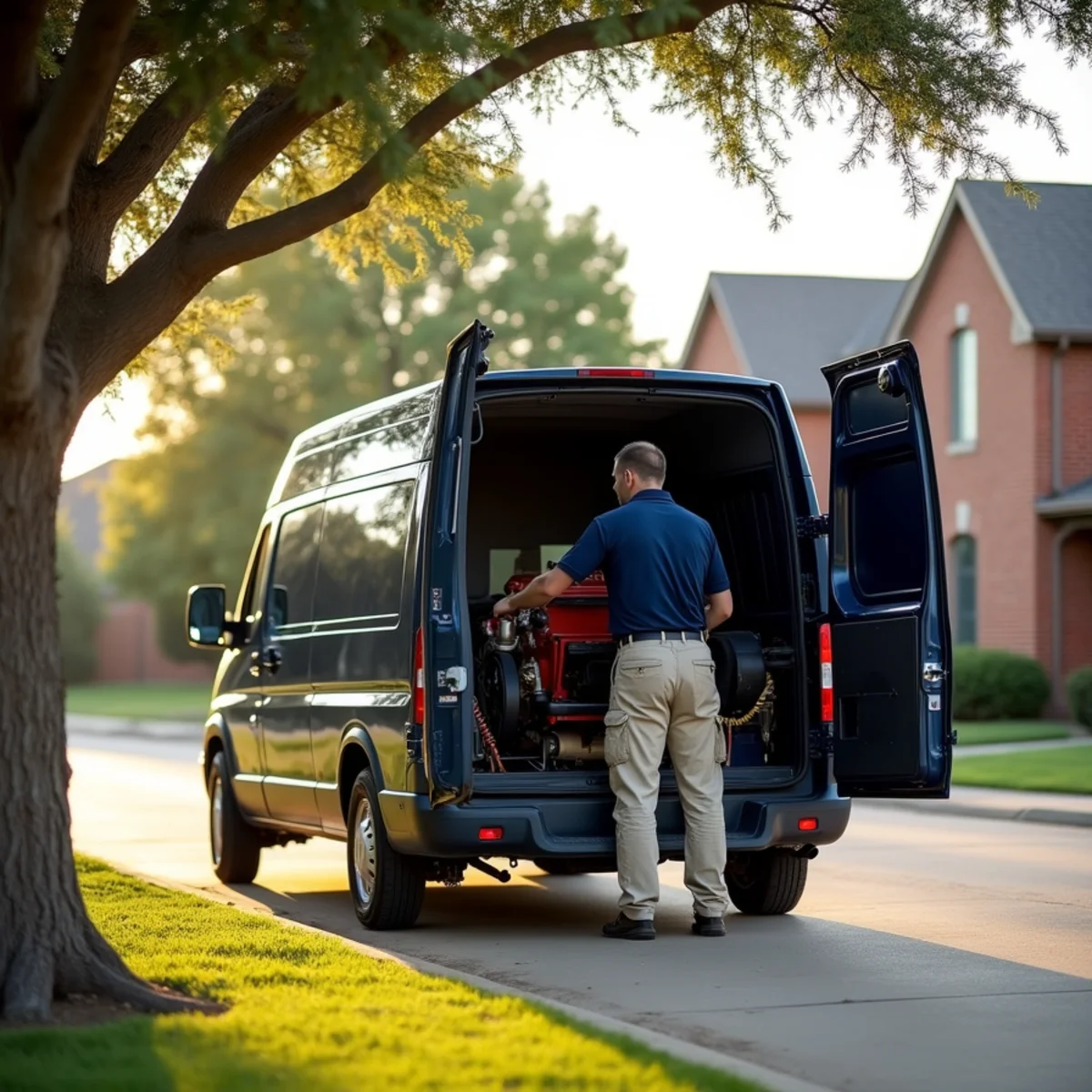 Licensed plumber performing plumbing services in a Round Rock, TX home