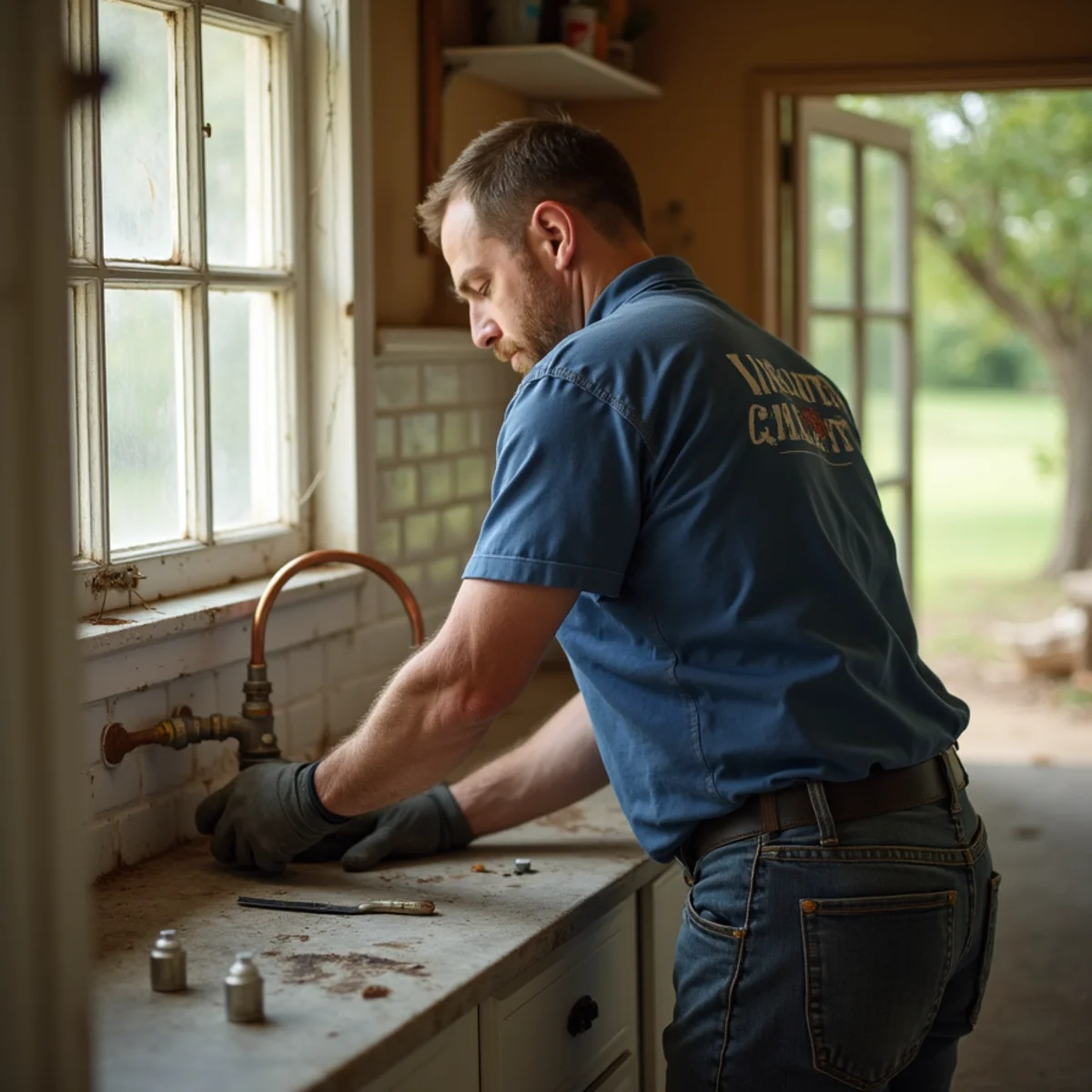Licensed plumber servicing a home in Thrall, TX