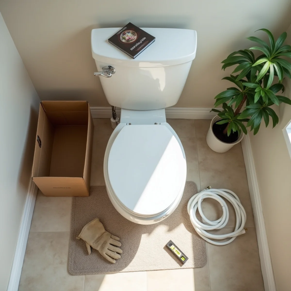 Licensed plumber installing a new comfort-height toilet in a Pflugerville Texas bathroom