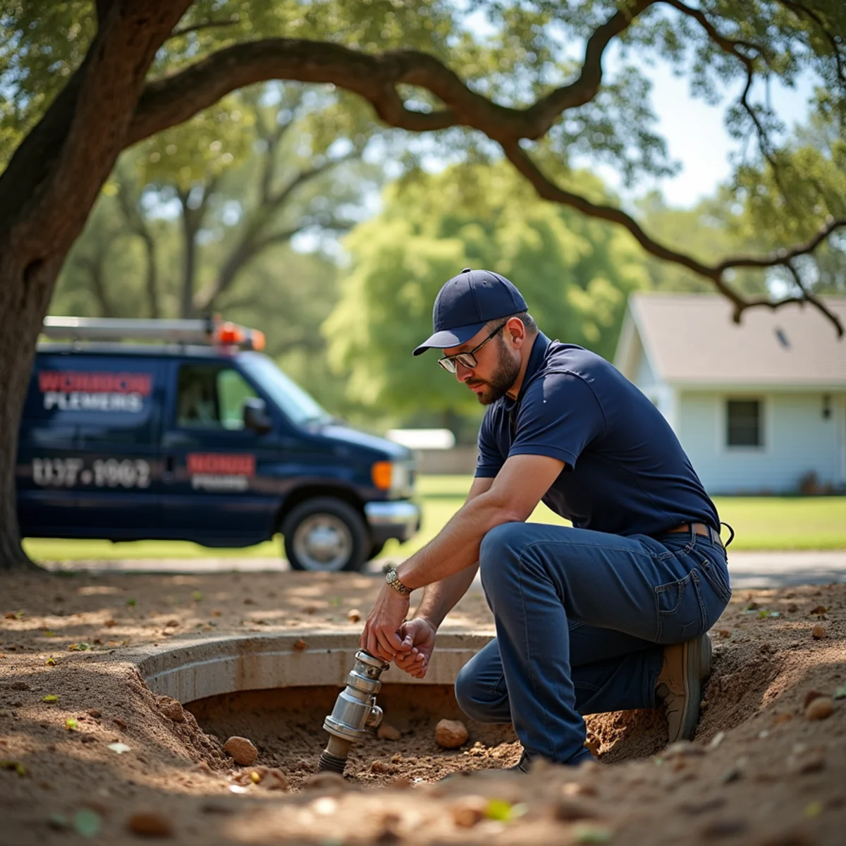 Licensed plumber servicing a home in Weir, TX